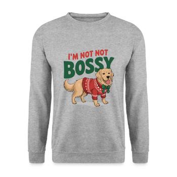Golden Retriever Weihnachten Hundebesitzer süß - Unisex Pullover - Weißgrau meliert - Vorne - Alina (178cm) & Michal (187cm)
