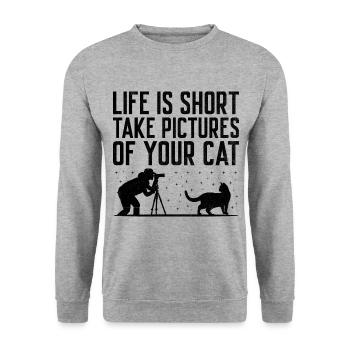 Cat Photographers Cat Lovers Photograpy Cats Photo - Unisex Sweatshirt - salt & pepper - Front - Alina (178cm) & Michal (187cm)