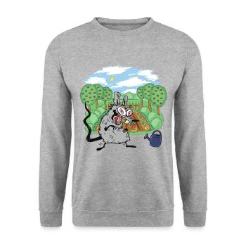 Garten Ratte Gärtner Hobbygärtner Nager - Unisex Pullover - Weißgrau meliert - Vorne - Alina (178cm) & Michal (187cm)