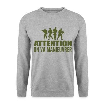 Seventh Company, Military, Military Humor - Unisex Sweatshirt - salt & pepper - Front - Alina (178cm) & Michal (187cm)