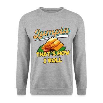 Philippinen Filipino Frühlingsrolle I Geschenk - Unisex Pullover - Weißgrau meliert - Vorne - Alina (178cm) & Michal (187cm)