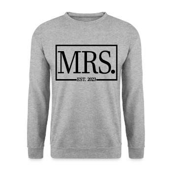 Mrs. Est. 2023 Engagement Bridal Shower Wedding - Unisex Sweatshirt - salt & pepper - Front - Alina (178cm) & Michal (187cm)