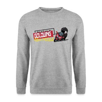 Motorrad Biker Goldwing lustiger Spruch - Unisex Pullover - Weißgrau meliert - Vorne - Alina (178cm) & Michal (187cm)