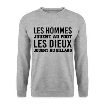 Les Hommes Jouent Au Foot Les Dieux Au Billard - Sweat-shirt Unisexe - gris chiné - Devant - Alina (178cm) & Michal (187cm)