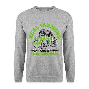 Landwirtschaftsmechaniker Lustige Traktormechaniker Bauernhof - Unisex Pullover - Weißgrau meliert - Vorne - Alina (178cm) & Michal (187cm)