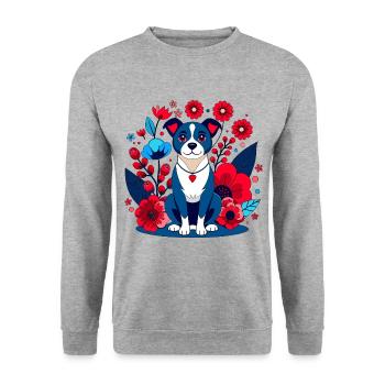 Mignon toutou monte la garde - Sweat-shirt Unisexe - gris chiné - Devant - Alina (178cm) & Michal (187cm)