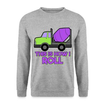 Bagger Baustelle Bauarbeiter Bau Rollen I Geschenk - Unisex Pullover - Weißgrau meliert - Vorne - Alina (178cm) & Michal (187cm)