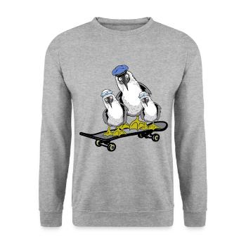 Nordic Seagulls Skater Skateboard Sailors Skate - Unisex Sweatshirt - salt & pepper - Front - Alina (178cm) & Michal (187cm)