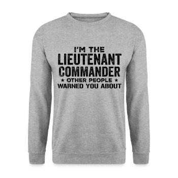 Ich bin der Lieutenant Commander Andere haben dich gewarnt Abo - Unisex Pullover - Weißgrau meliert - Vorne - Alina (178cm) & Michal (187cm)