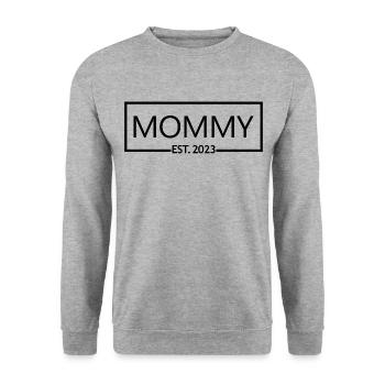 2023, Maman en devenir, Révélation de grossesse - Sweat-shirt Unisexe - gris chiné - Devant - Alina (178cm) & Michal (187cm)