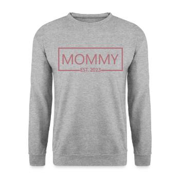 2023, Maman en devenir, Annonce de grossesse - Sweat-shirt Unisexe - gris chiné - Devant - Alina (178cm) & Michal (187cm)
