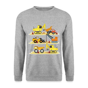 Bagger Baustelle Bauarbeiter Bau Truck I Geschenk - Unisex Pullover - Weißgrau meliert - Vorne - Alina (178cm) & Michal (187cm)