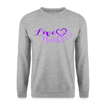 Love Nails Nageldesign Nagelstudio Nails and Beaut - Unisex Pullover - Weißgrau meliert - Vorne - Alina (178cm) & Michal (187cm)