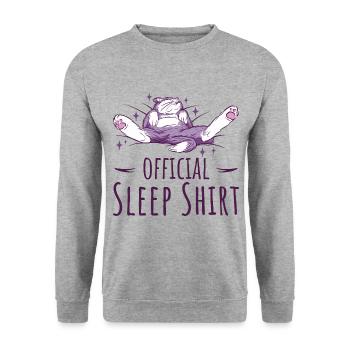 Cat Offizielles Schlafshirt für Katzenfans - Unisex Pullover - Weißgrau meliert - Vorne - Alina (178cm) & Michal (187cm)