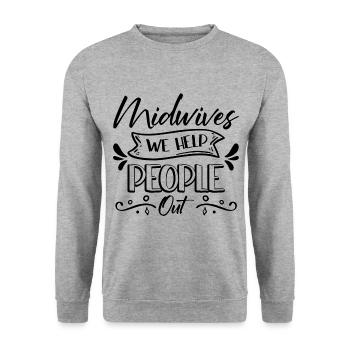 Midwife - Unisex Pullover - Weißgrau meliert - Vorne - Alina (178cm) & Michal (187cm)
