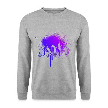 Damen Tennisspieler Tennisspielen Tennis spielen - Unisex Pullover - Weißgrau meliert - Vorne - Alina (178cm) & Michal (187cm)