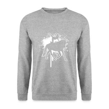 Damen Pferdeperformance Sportliche Disziplin - Unisex Pullover - Weißgrau meliert - Vorne - Alina (178cm) & Michal (187cm)