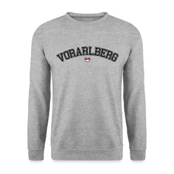 Vorarlberg Herz Schrift - Unisex Pullover - Weißgrau meliert - Vorne - Alina (178cm) & Michal (187cm)