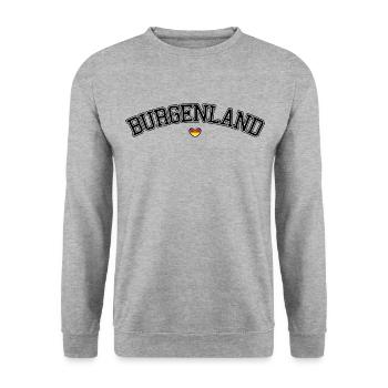 Burgenland Herz Schrift - Unisex Pullover - Weißgrau meliert - Vorne - Alina (178cm) & Michal (187cm)