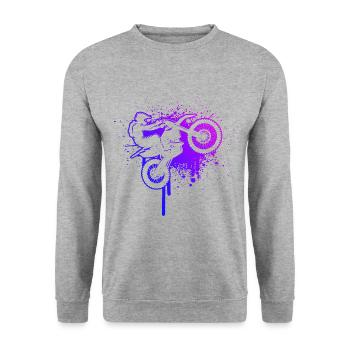 Dirt Bike Supermoto Dirt Bike Men's Dirt Biker - Unisex Sweatshirt - salt & pepper - Front - Alina (178cm) & Michal (187cm)