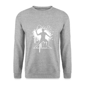 Racquetball féminin Jouer au pickleball Racquetball - Sweat-shirt Unisexe - gris chiné - Devant - Alina (178cm) & Michal (187cm)
