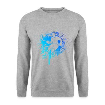 Eishockey Eishockey spielen Eishockeyspieler - Unisex Pullover - Weißgrau meliert - Vorne - Alina (178cm) & Michal (187cm)