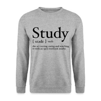 Study Definition Funny Design for College Student - Unisex Sweatshirt - salt & pepper - Front - Alina (178cm) & Michal (187cm)