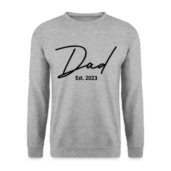 2023, Dad To Be, Schwangerschaftsankündigung - Unisex Pullover - Weißgrau meliert - Vorne - Alina (178cm) & Michal (187cm)