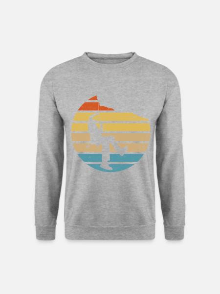 Retro Graphic Climbing Bouldering Rock Climber Mou - Unisex Pullover - Weißgrau meliert