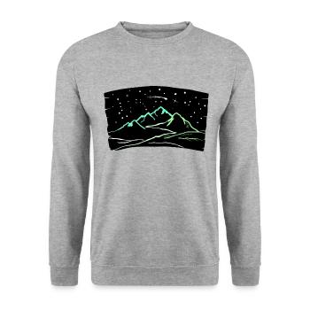 mountain magic, mountains under night sky, hiking, mountain - Unisex Sweatshirt - salt & pepper - Front - Alina (178cm) & Michal (187cm)