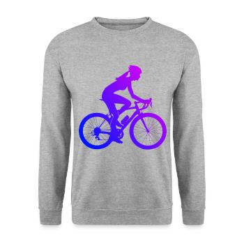 Herren Damen Radfahren Velo Bike Mountainbike - Unisex Pullover - Weißgrau meliert - Vorne - Alina (178cm) & Michal (187cm)
