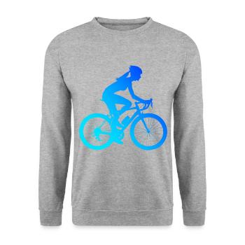 Velo Herren Radeln Bike Radfahrer Damen - Unisex Pullover - Weißgrau meliert - Vorne - Alina (178cm) & Michal (187cm)