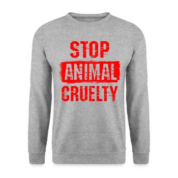 Arrêt de la maltraitance animale - Sweat-shirt Unisexe - gris chiné - Devant - Alina (178cm) & Michal (187cm)
