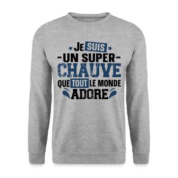 Chauve Homme Cheveux Calvitie Alopécie Cadeau - Sweat-shirt Unisexe - gris chiné - Devant - Alina (178cm) & Michal (187cm)