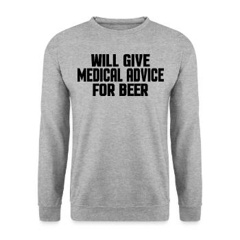 Drôle de fournisseur de santé Médecin infirmière et amateurs de bière - Sweat-shirt Unisexe - gris chiné - Devant - Alina (178cm) & Michal (187cm)