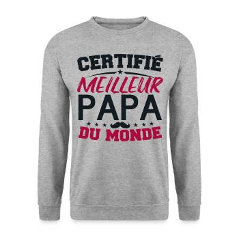 Certified Best Dad in the World - Unisex Sweatshirt - salt & pepper - Front - Alina (178cm) & Michal (187cm)