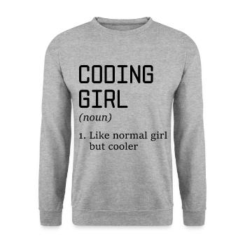 Coding Girl Definition Noun Software Developer Pro - Unisex Pullover - Weißgrau meliert - Vorne - Alina (178cm) & Michal (187cm)