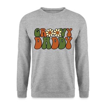 Retro Groovy Daddy Matching Family Baby Shower - Sweat-shirt Unisexe - gris chiné - Devant - Alina (178cm) & Michal (187cm)
