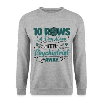 Rows a day keep the psychiatrist away - Unisex Pullover - Weißgrau meliert - Vorne - Alina (178cm) & Michal (187cm)