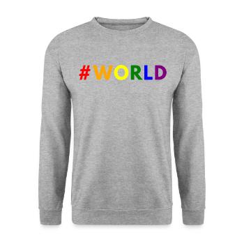 LGBTQ Love is Love Vielfalt Stolz Pride Welt World - Unisex Pullover - Weißgrau meliert - Vorne - Alina (178cm) & Michal (187cm)