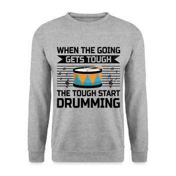 Drum Corps Marching Band Drum Corp Music Percussio - Unisex Sweatshirt - salt & pepper - Front - Alina (178cm) & Michal (187cm)