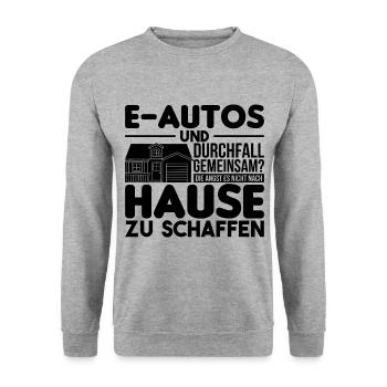 Elektroauto Lustig - Unisex Pullover - Weißgrau meliert - Vorne - Alina (178cm) & Michal (187cm)