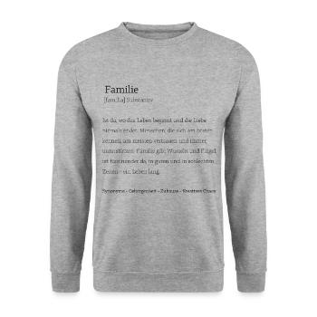 Geschenkidee für die Familie - Unisex Pullover - Weißgrau meliert - Vorne - Alina (178cm) & Michal (187cm)