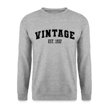 Millésime est. 1937 86e anniversaire Hommes Femmes 86 ans - Sweat-shirt Unisexe - gris chiné - Devant - Alina (178cm) & Michal (187cm)