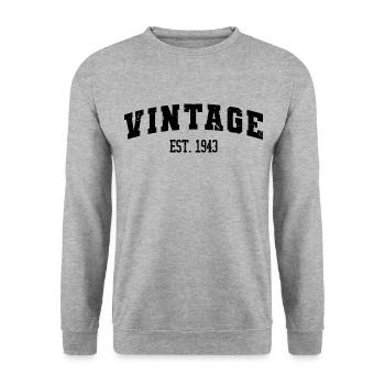 Vintage Est. 1943 80th Birthday Men Women 80 Years - Unisex Sweatshirt - salt & pepper - Front - Alina (178cm) & Michal (187cm)