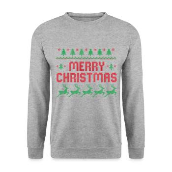 Merry Christmas - Unisex Sweatshirt - salt & pepper - Front - Alina (178cm) & Michal (187cm)