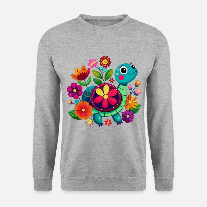 Glückliche kleine Schildkröte - Unisex Pullover - Weißgrau meliert