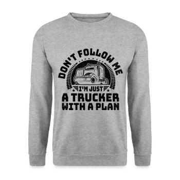 Trucker Fahren Papa Trucker Vater LKW-Fahrer - Unisex Pullover - Weißgrau meliert - Vorne - Alina (178cm) & Michal (187cm)