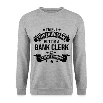 I'm Not A Superwoman But I'm A Bank Clerk So Close - Unisex Pullover - Weißgrau meliert - Vorne - Alina (178cm) & Michal (187cm)