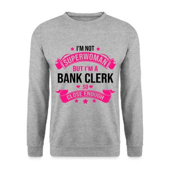I'm Not A Superwoman But I'm A Bank Clerk So Close - Unisex Pullover - Weißgrau meliert - Vorne - Alina (178cm) & Michal (187cm)